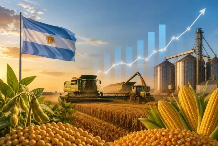 Agro argentino projeta US$ 36,1 bilhões em 2026 com soja e milho