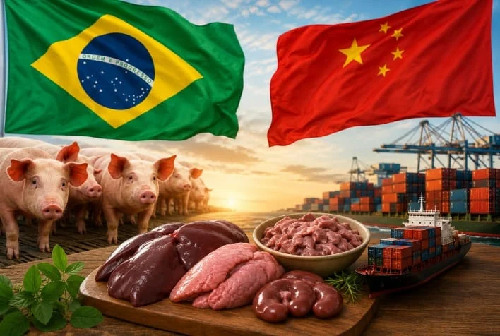 Exportação de miúdos suínos: Brasil e China fortalecem agro