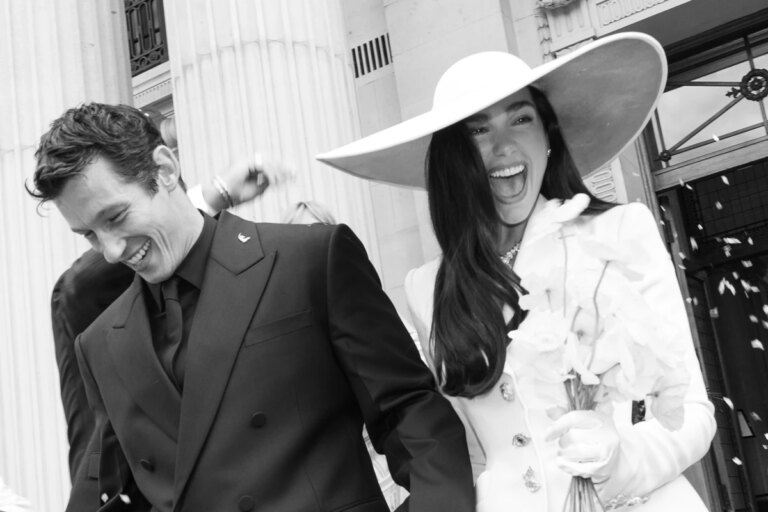 Dicas de bem-estar: visual de casamento de Dua Lipa e Callum Turner