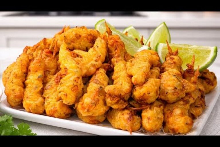 Receita de camarão empanado com massa de panqueca crocante