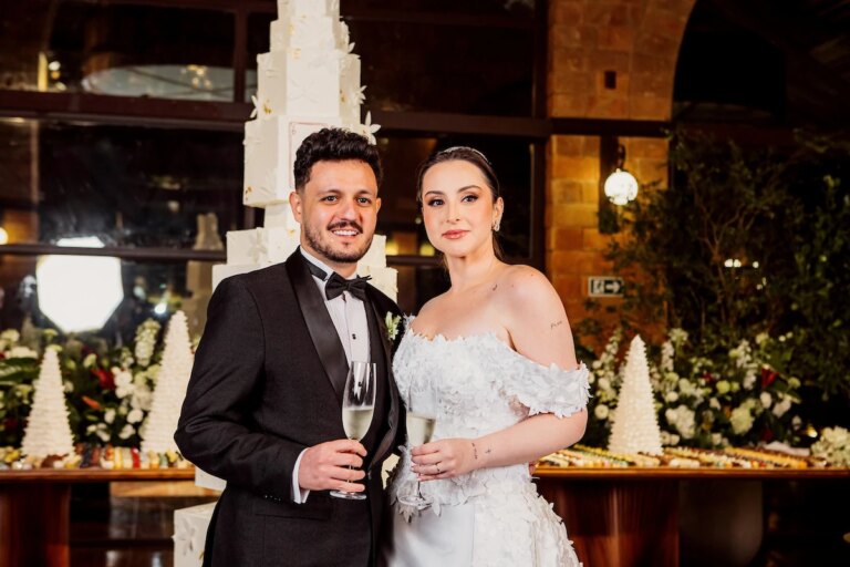 Saúde e bem-estar no casamento de Virgínia Leite e Gabriel Del Piccolo