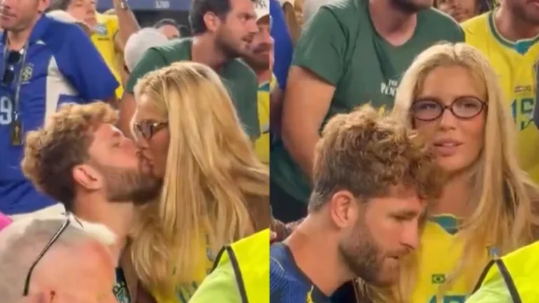 Viral: Karoline Lima e Leo Pereira se beijam após jogo do Brasil