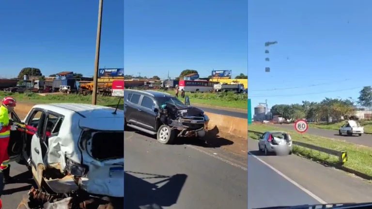 Engavetamento na BR-050 em Uberaba envolve seis veículos e causa interdição parcial da pista