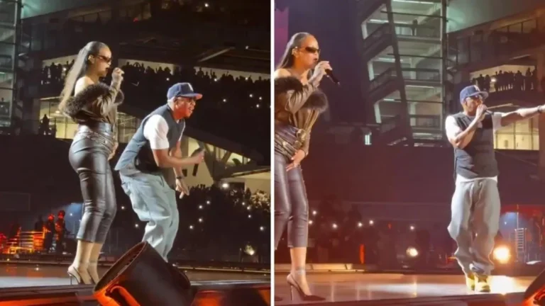 Look exclusivo da Saint Laurent marca retorno de Rihanna aos palcos