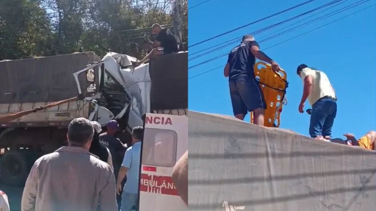 Motorista é resgatado de cabine após colisão entre carretas em Abadia dos Dourados, MG