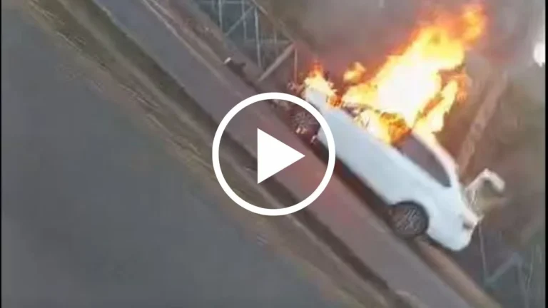Motorista passa mal e provoca incêndio em carro após acidente na Avenida Doutor Randolfo Borges Júnior, em Uberaba