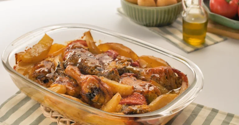Coxa e sobrecoxa de frango assado no forno