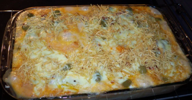 Filé de peixe da mamãe com batatas e mussarela