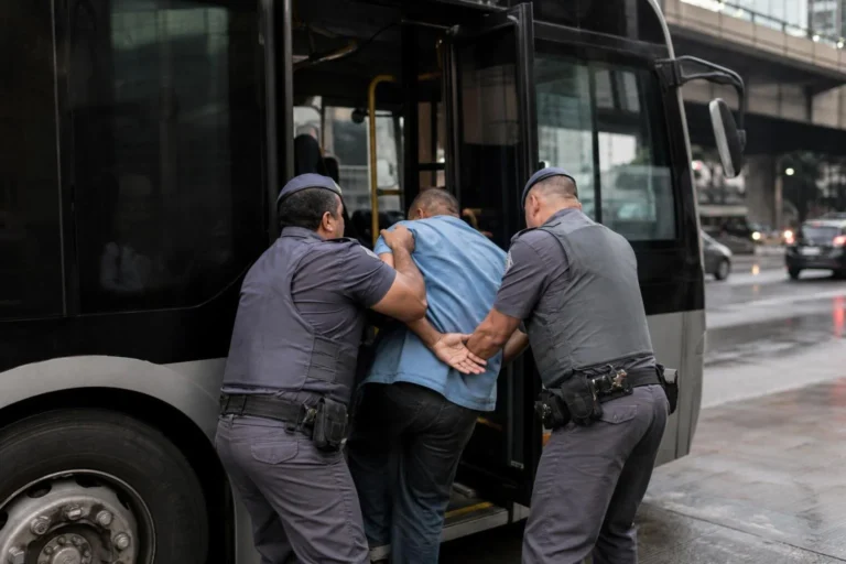 Motorista de ônibus é retirado à força e detido por PMs após desentendimento em SP