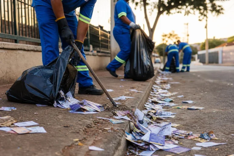 Uberaba mobiliza 80 trabalhadores para recolher cerca de 310 kg de propaganda eleitoral